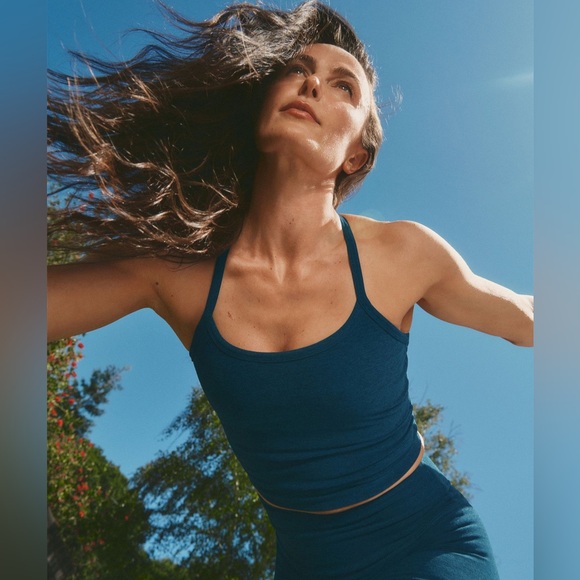 BEYOND YOGA Spacedye Slim Racerback Cropped Tank XS Blue - Picture 3 of 13